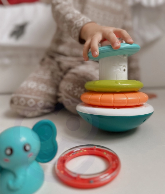 Piramida Interactivă Elefănțel Woopie Baby cu Inele Rățușcă
