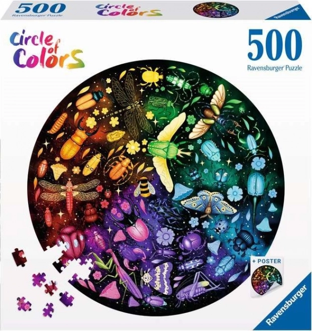 Puzzle rotund Cercul culorilor: Lumea insectelor 500 piese