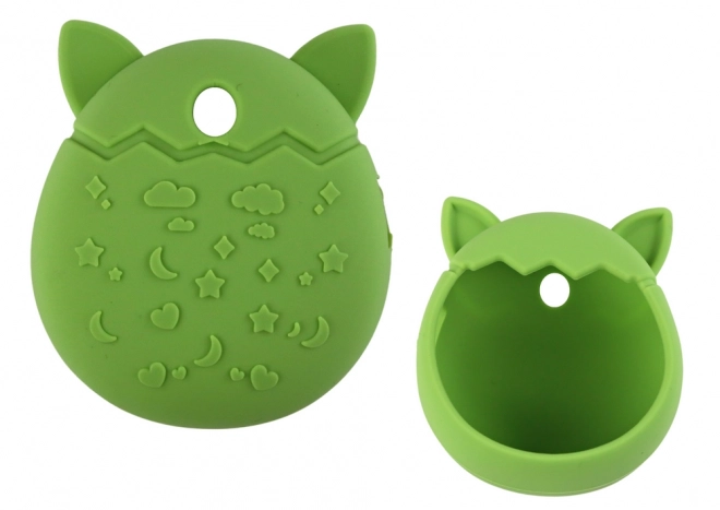 etui silicon verde pentru tamagotchi în forma de pisică