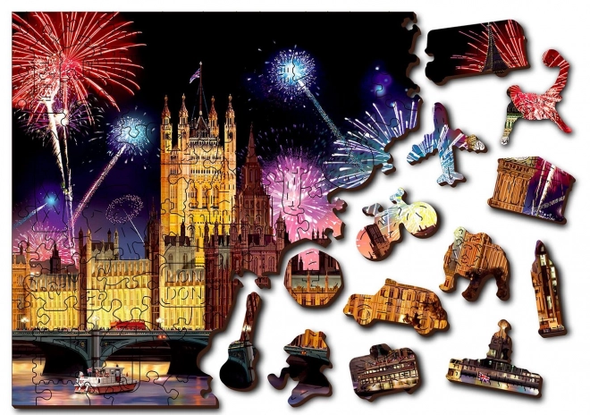 Puzzle din lemn Noapte la Londra 2 în 1