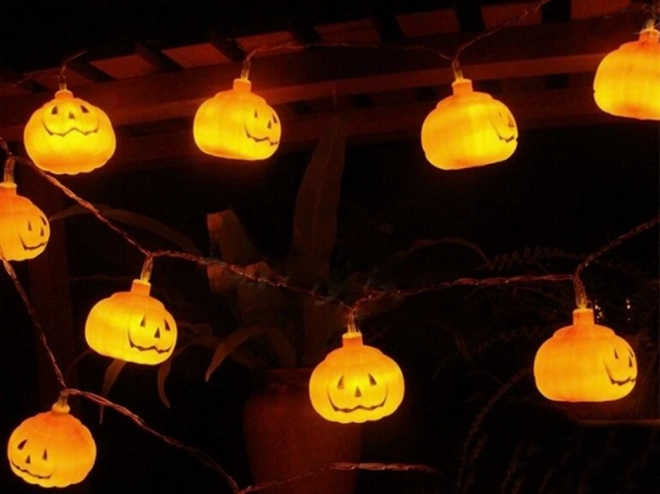 Ghirlandă luminoasă dovleac pentru Halloween 200 cm