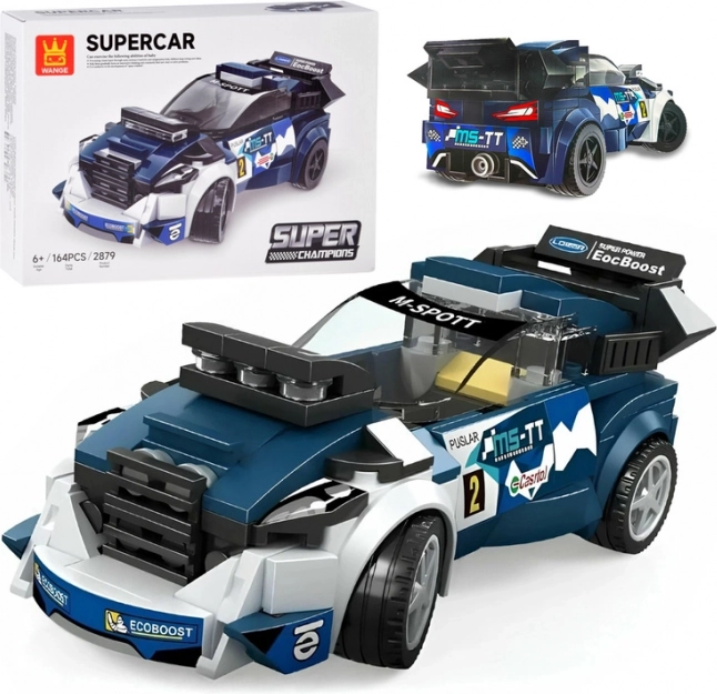 Set de construcție tehnic mașină sport albastră 164 piese cu autocolante
