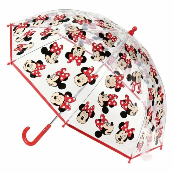 Umbrela manuală pentru copii Disney Minnie transparentă