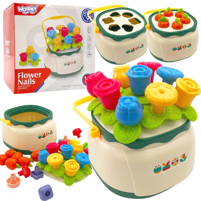 Woopie coș cu flori sorter și împletitor educativ pentru copii