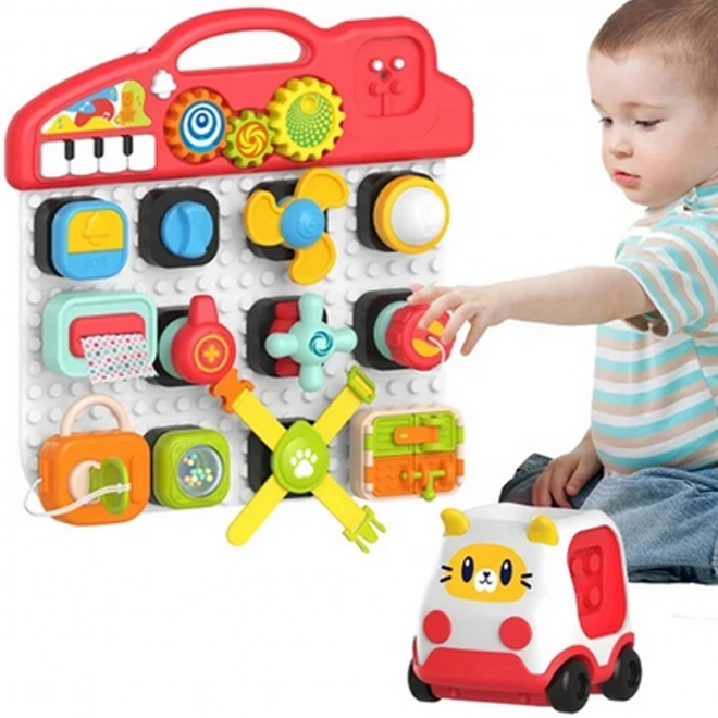 Tablă manipulatorie Montessori Woopie Baby - Panou de activitate colorat