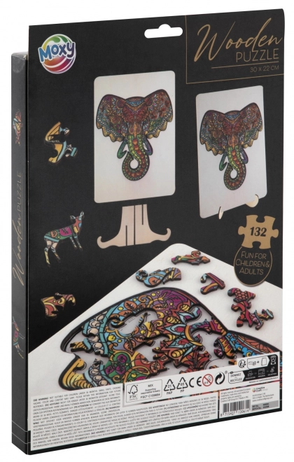 Puzzle de lemn cu contur elefant