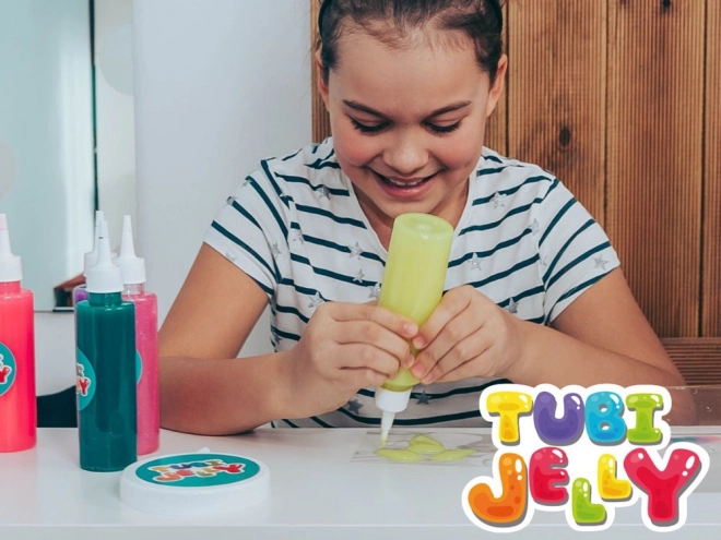 set tubi jelly 6 culori și acvariu mic - dinozauri