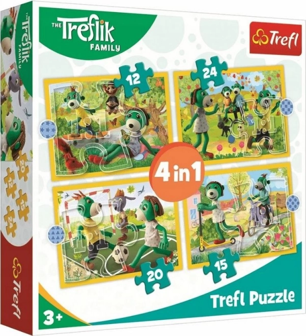 Puzzle 4 în 1 jocuri cu familia Treflik