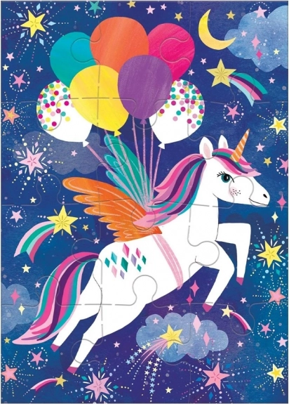Puzzle cu unicorn cu felicitare