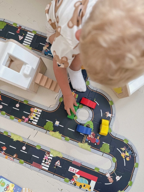 Woopie Green puzzle urban pentru copii - Pista auto