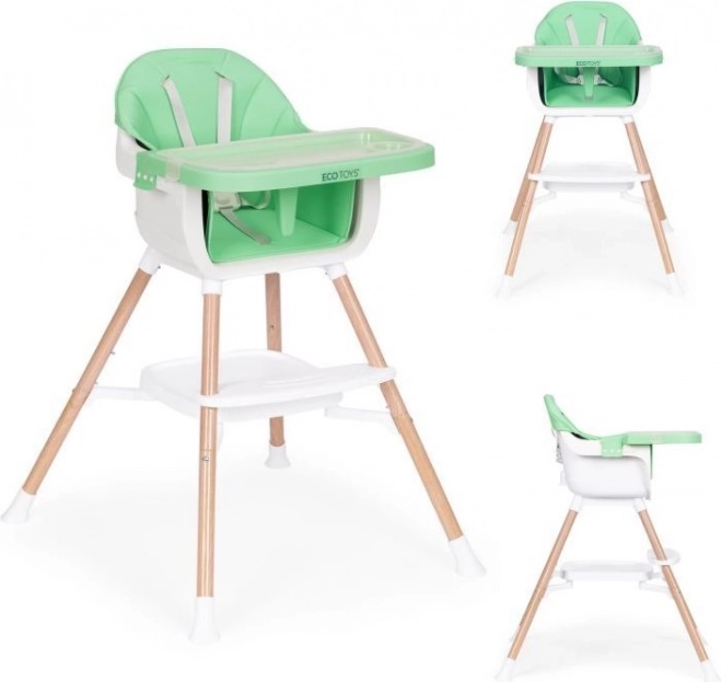 Scaun de masă pentru copii 2în1 verde ECOTOYS