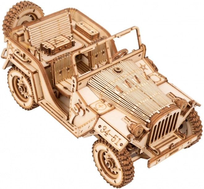 Puzzle 3D din lemn jeep militar Robotime Rokr