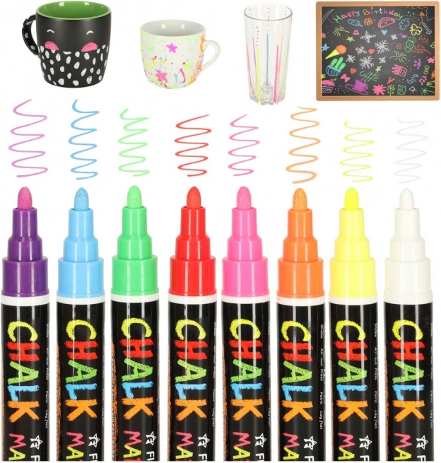 Set de markere cu cretă pentru tablă și sticlă - 8 culori