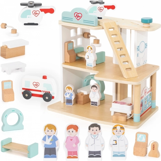 Spital din lemn cu ambulanță și lift 15 bucăți Viga