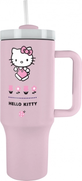 Hello Kitty cană termică de călătorie cu pai 1200 ml