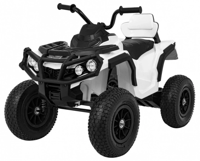 Baterie pentru copii ATV Air Quad Alb + roți gonflabile + radio MP3 + pornire gratuită