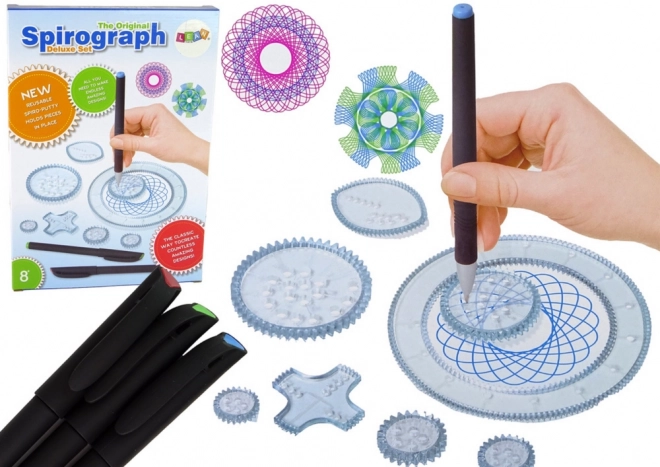 Set geometric spirograf cu șabloane și carioci