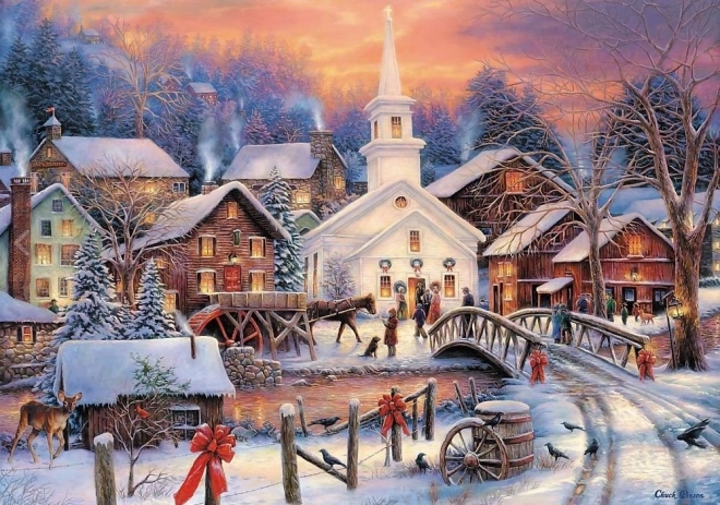 Puzzle 1000 de piese Crăciun alb