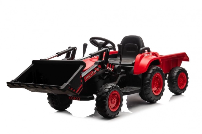 Tractor roșu pentru copii cu acumulator reîncărcabil și cupă