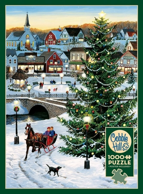 COBBLE HILL Puzzle Bradul de Crăciun din sat 1000 de piese