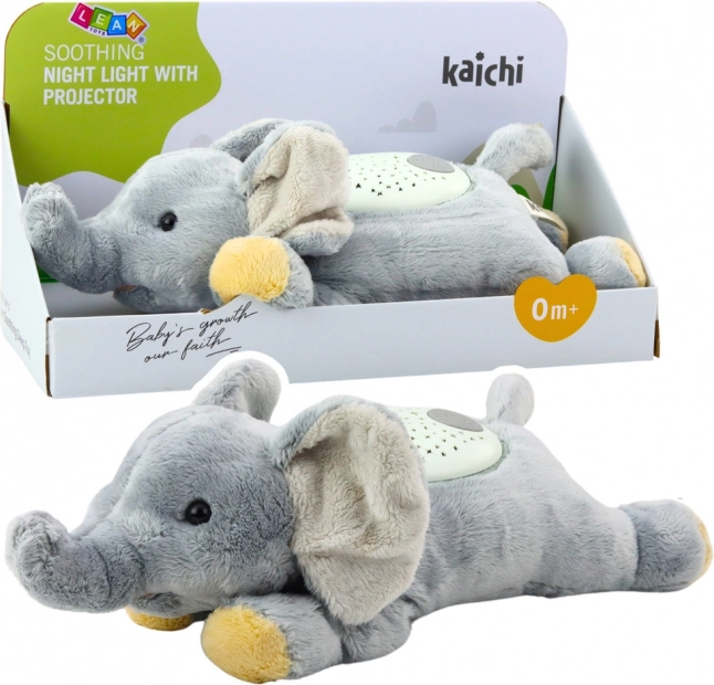 Elefant de pluș cu proiector și sunet