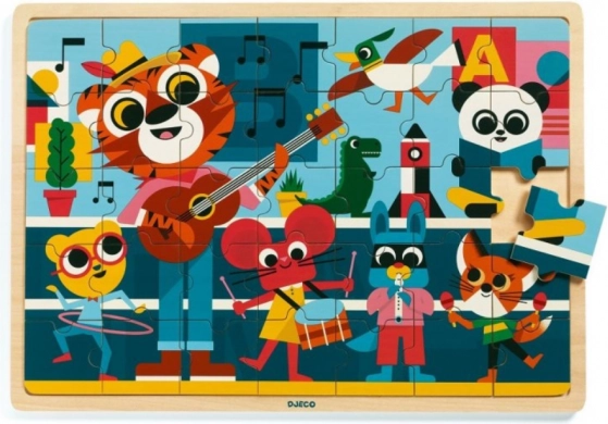 Puzzle din lemn Vesela trupă 35 piese