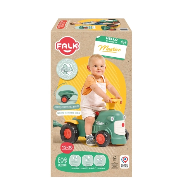 Tractor verde vintage Maurice cu remorcă pentru copii Falk