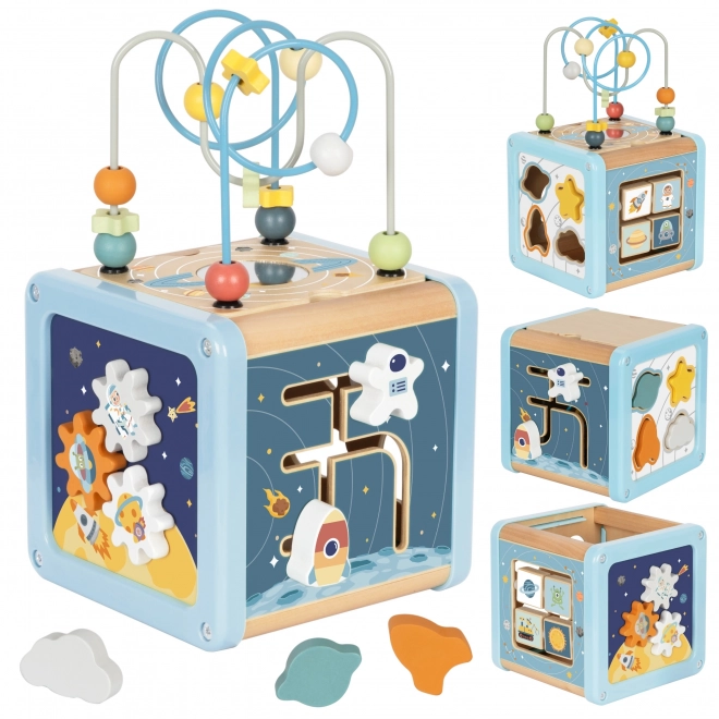 Cub de Activități din Lemn Tooky Toy Spațiu Sortator Labirint