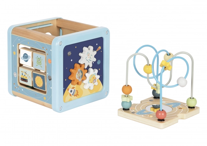 Cub de Activități din Lemn Tooky Toy Spațiu Sortator Labirint