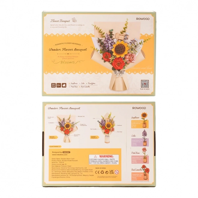 Puzzle din lemn 3D buchet de flori Rowood