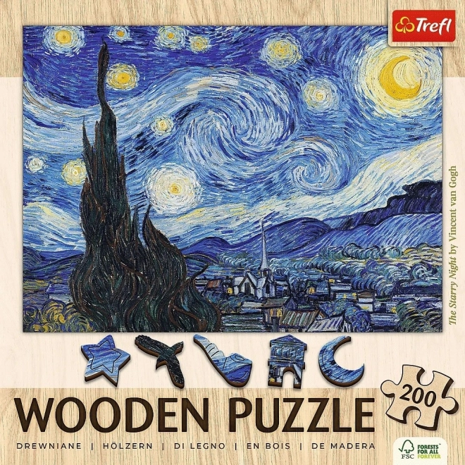 Puzzle din lemn 200 de piese Noapte înstelată Vincent van Gogh