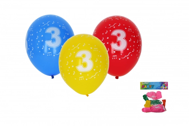 Balon gonflabil 30cm - set 5 buc, cu cifra 3