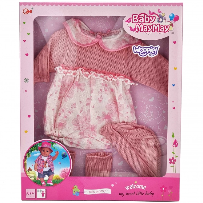 Set rochie și căciuliță pentru păpuși 43-46 cm roz