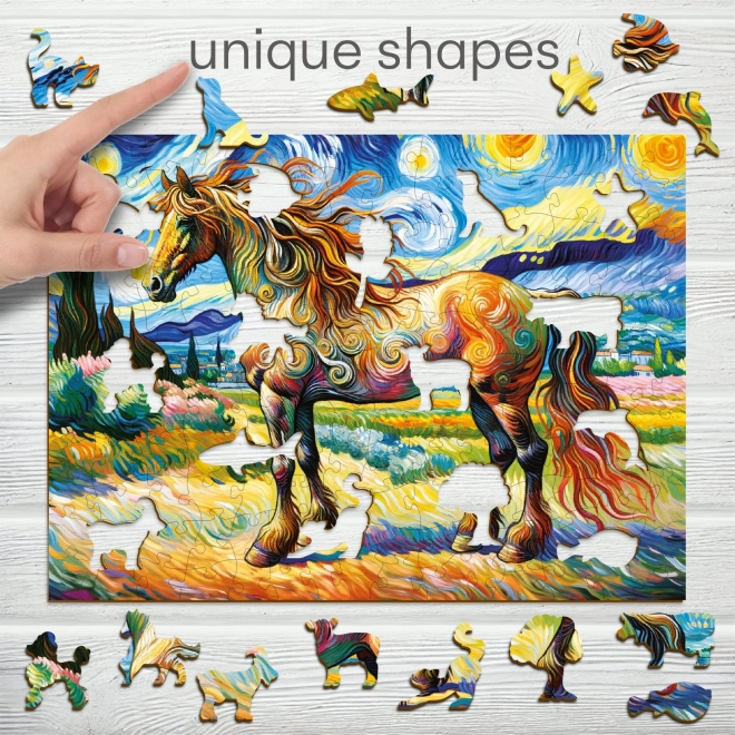 Puzzle din lemn cal modern