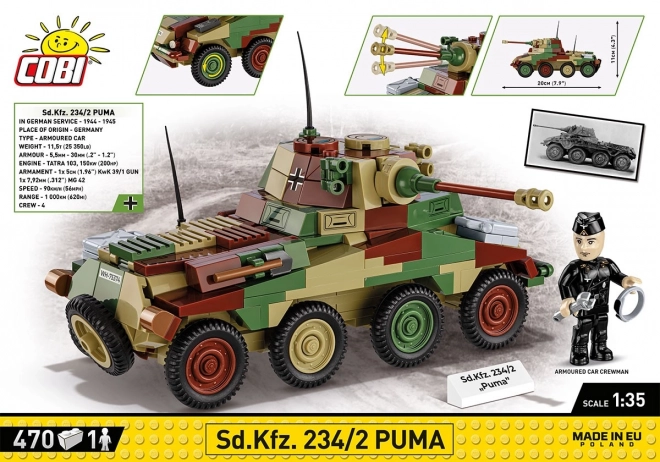 model de construcție vehicul blindat Sd.Kfz 234/2 Puma