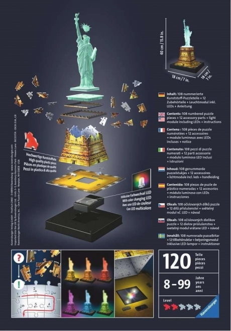 Puzzle 3D Noapte Statuii Libertății