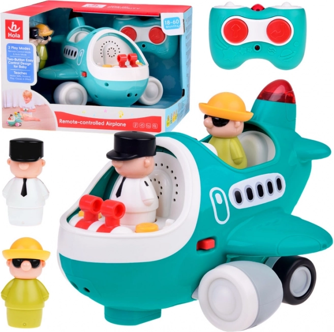 avion interactiv pentru copii cu telecomandă și figurine pilot și pasager