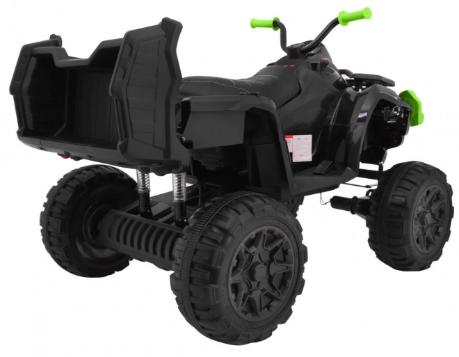 ATV XL 2,4GHz baterie pentru copii negru/verde + telecomandă + tracțiune 4x4 + suport bagaje + pornire lentă + EVA + LED audio