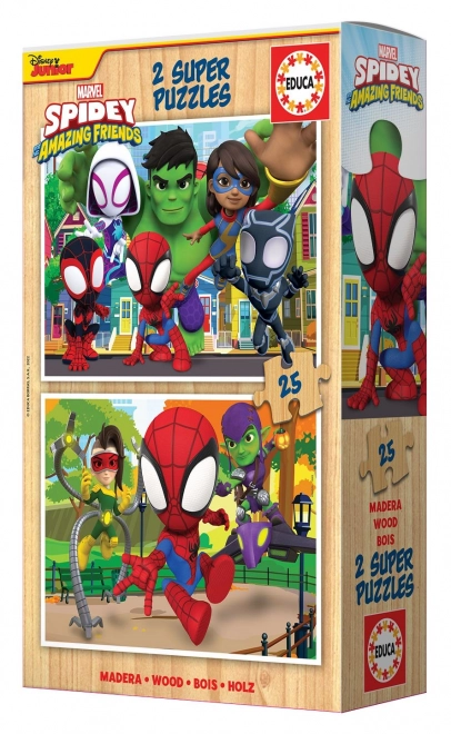 Puzzle din lemn Spidey și prietenii săi uimitori 2x25 piese