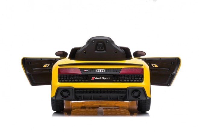 Mașină pe baterii audi r8 lift alb – galbenă