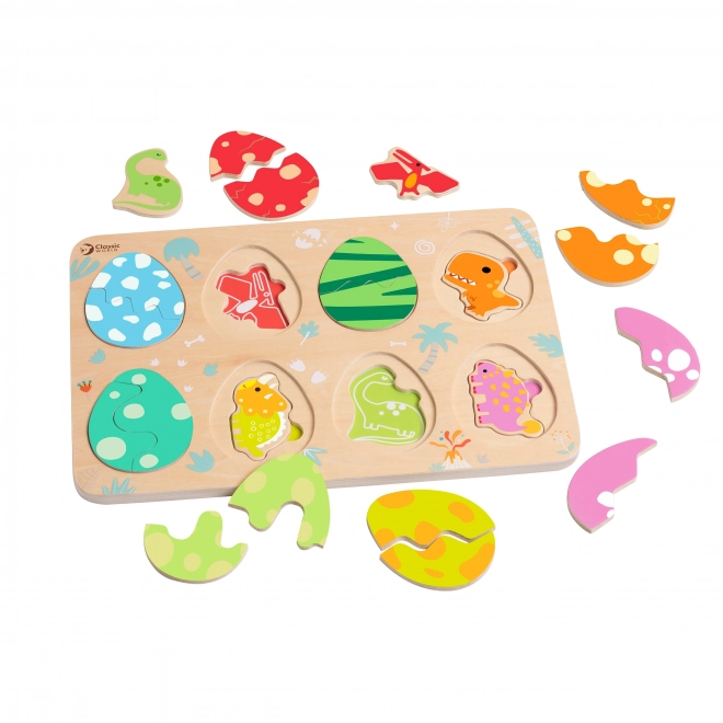 Puzzle din lemn ouă de dinozauri