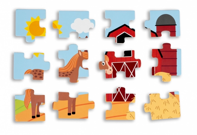 Puzzle din lemn - Viața la sat