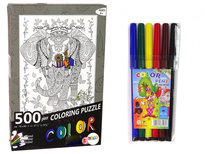 Puzzle de colorat 500 piese elefant