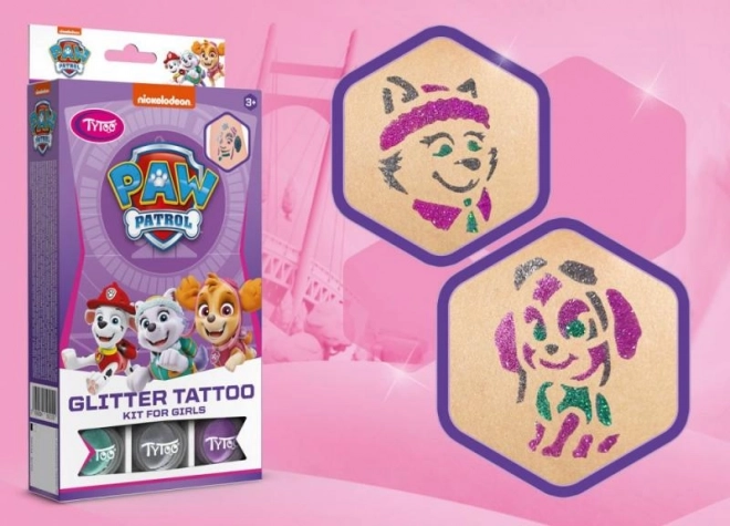 set tatuaje temporare cu sclipici pentru fete Paw Patrol