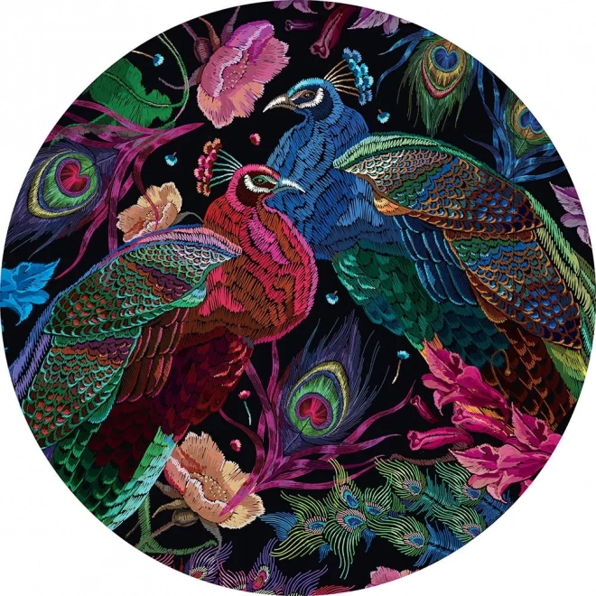 Puzzle rotund Secret Garden: Pereche de păuni 500 piese