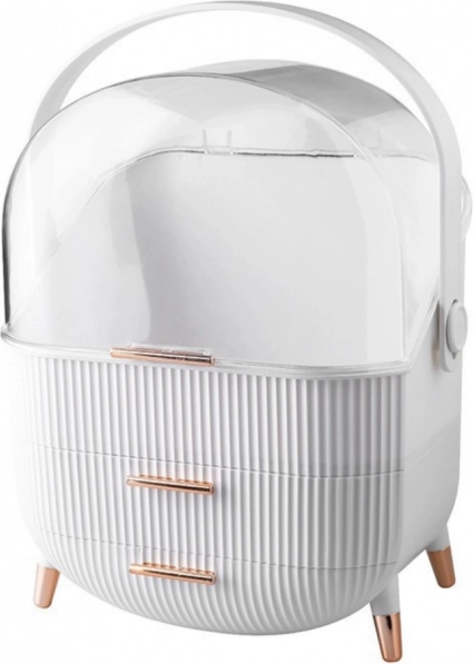 Organizator cosmetic alb cu capac deschizabil