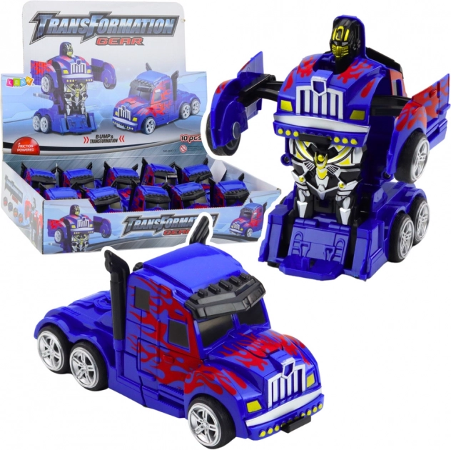 Camion robot 2 în 1 albastru cu tracțiune