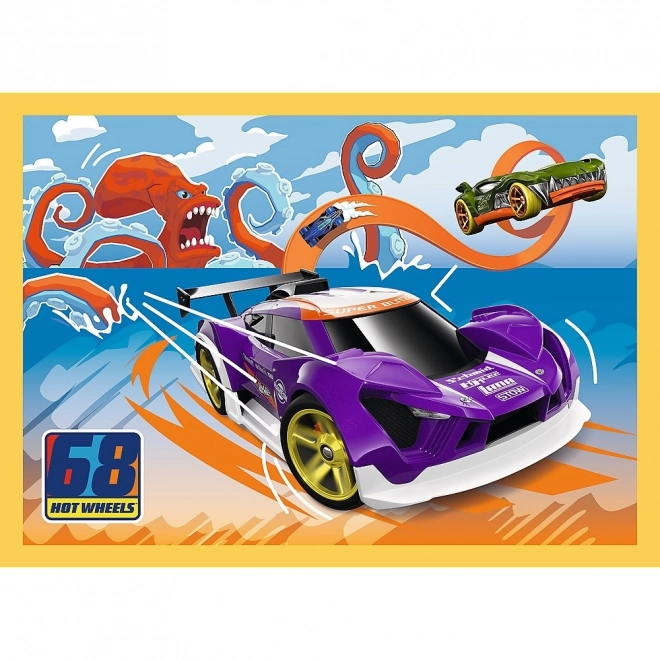 Puzzle 4 în 1 Hot Wheels vehicule