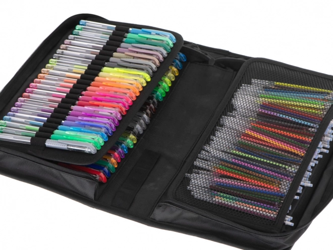 Set de pixuri cu gel colorate în etui - 120 bucăți + 120 rezerve