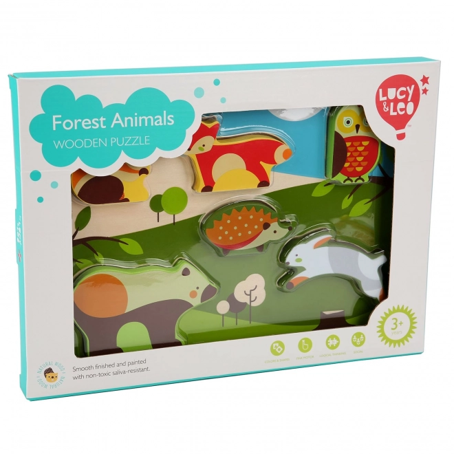 Puzzle din lemn cu animale din pădure Lucy & Leo